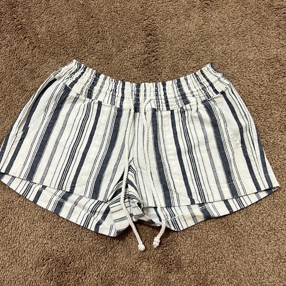 White Roxy Shorts with Navy Stripes Size M